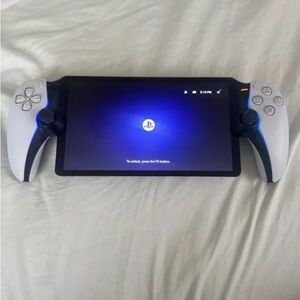 Sony Blue and White Gaming Console